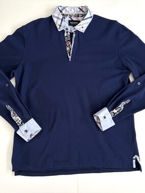 Maceoo Polo Shirt - Size XL - “Newton Dccheck Blue” - Long Sleeves - Mens